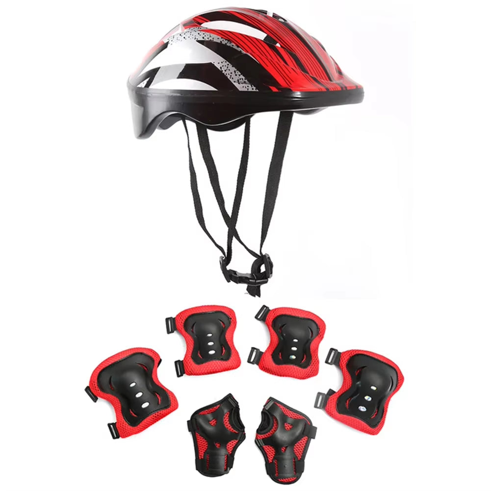 7Pcs Helmet Knee Elbow Protective Gear Set Adjustable Kids Bicycle Sport Protective Gear Set 48-55Cm for Boys Girls 5-12 Years