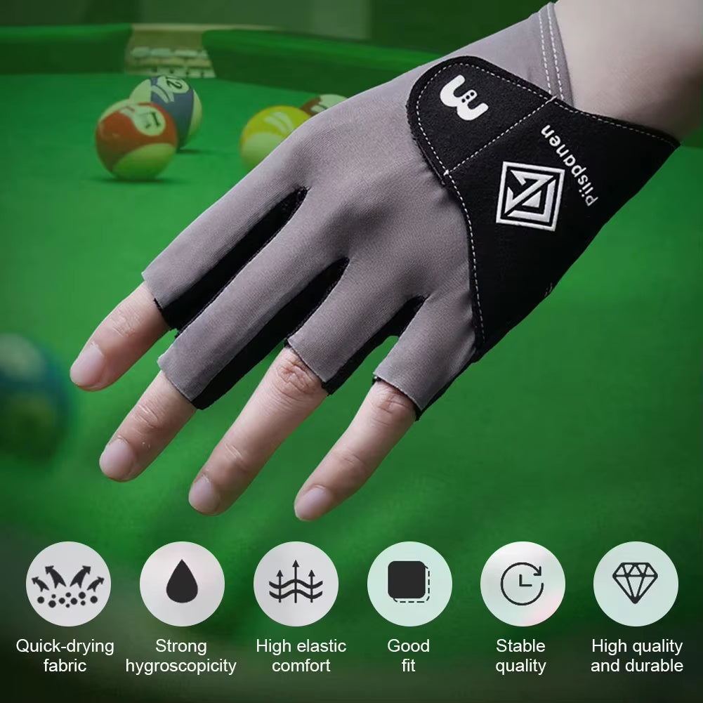 1Pc Billiards Glove Left Hand Snooker 5-Finger Glove Anti-Slip Breathable Billiard Training Gloves for Men and Women