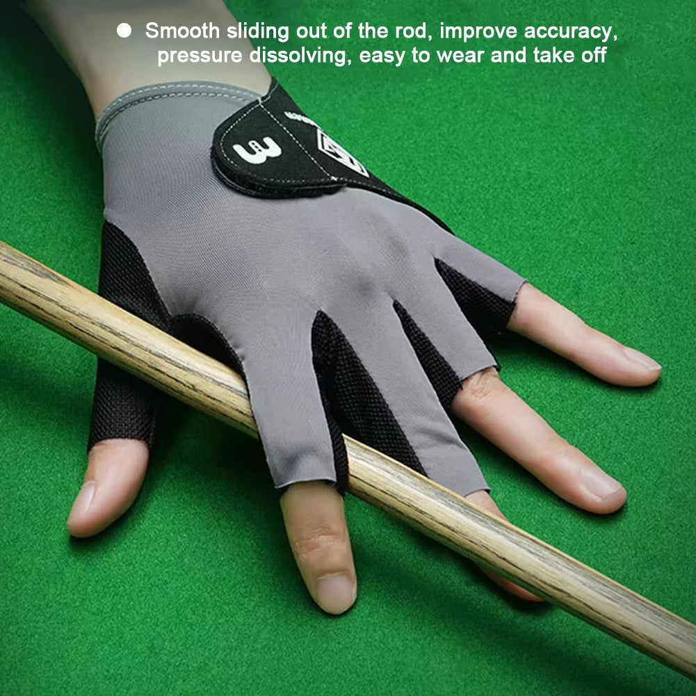 1Pc Billiards Glove Left Hand Snooker 5-Finger Glove Anti-Slip Breathable Billiard Training Gloves for Men and Women